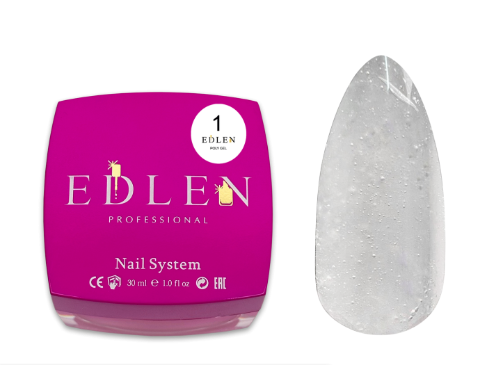 01 Гель з акрилом Poly gel Edlen 30 ml. new Прозорий