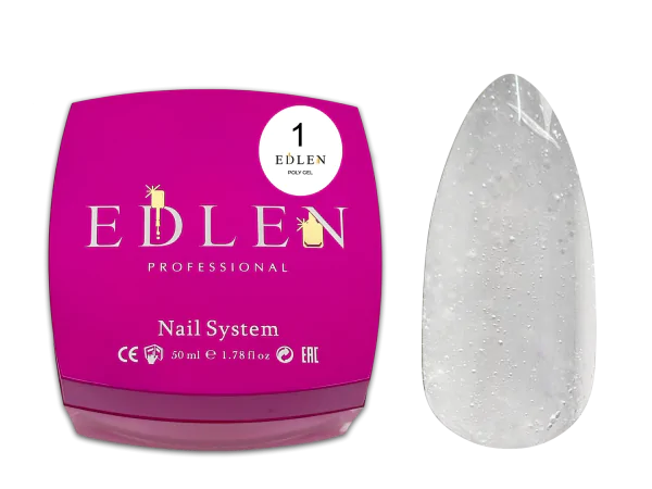 01 Гель з акрилом Poly gel Edlen 50 ml. new Прозорий