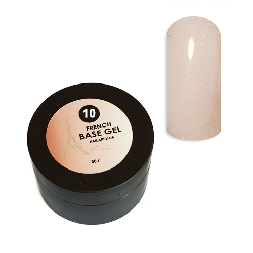 NAILAPEX «FRENCH BASE GEL» — №10 База молочно рожева з мілким золотим глітером (30мл)