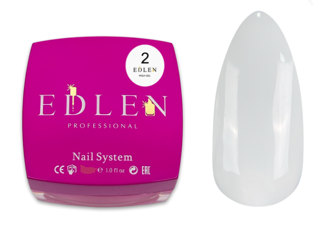 02 Гель з акрилом Poly gel Edlen 15 ml. new Молочний щільний