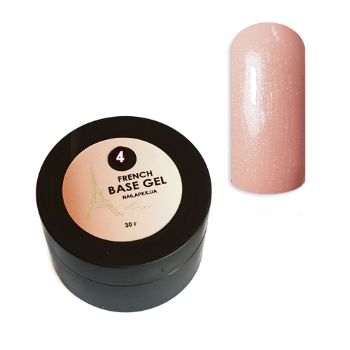 NAILAPEX «FRENCH BASE GEL» — №4 Камуфлююча ніжно бежева база з золотистим шимером (30мл)