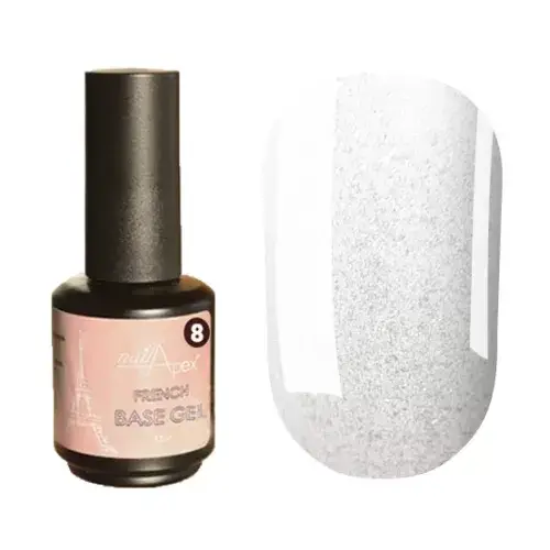 NAILAPEX «FRENCH BASE GEL» — №8 База ніжно молочна з мульти глітером (15мл)