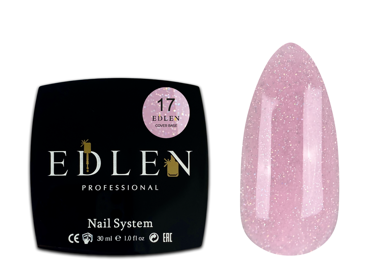 17 Камуфлююча база Cover base Edlen 30 ml. new Світло-ліловий із голографічним шиммером