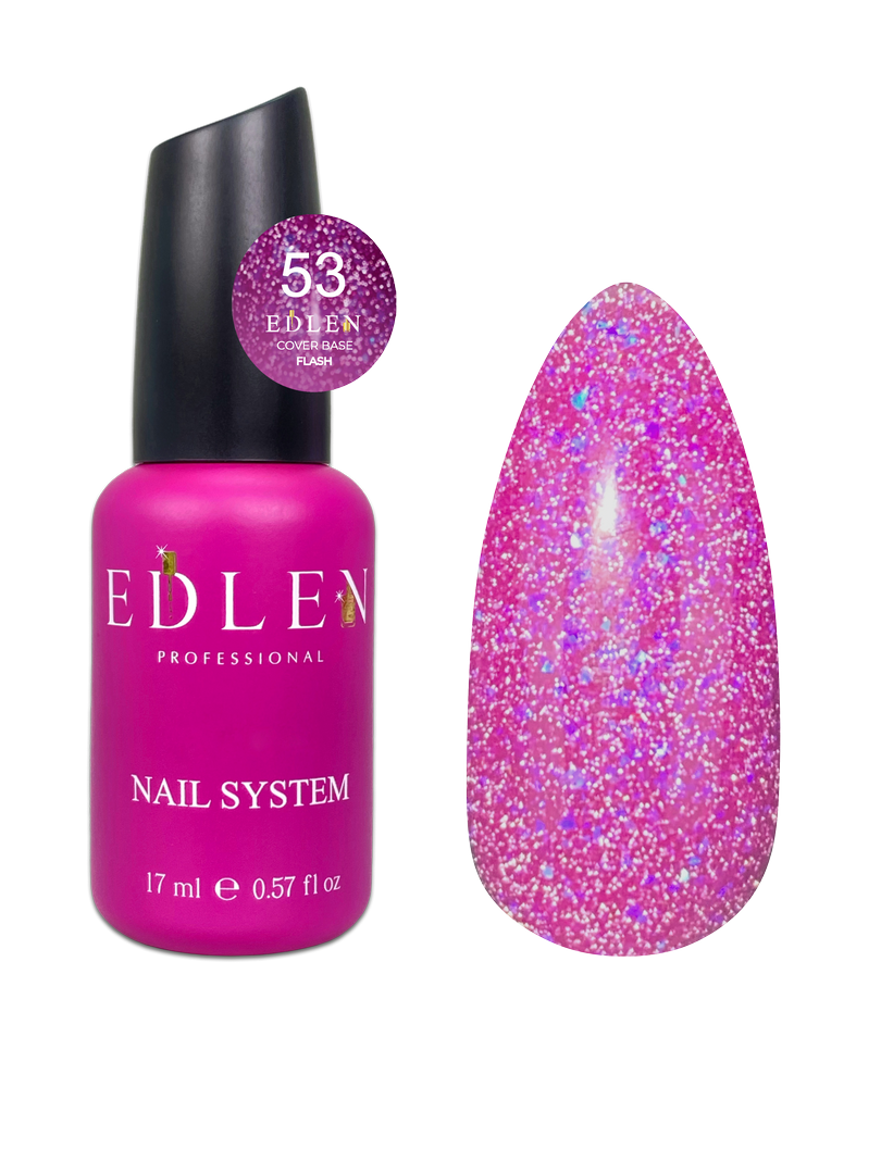 53 Камуфлююча база Cover base Flash Edlen 17 ml. new Світловідбиваюча фуксія