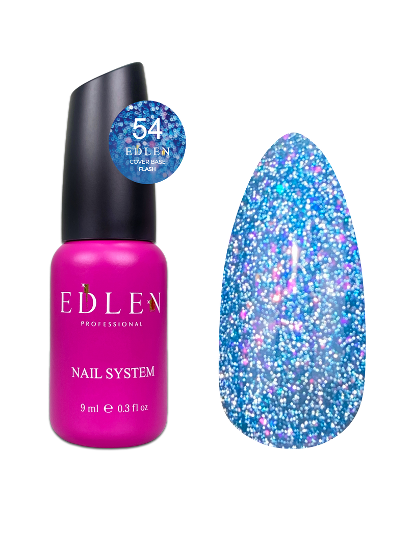 54 Камуфлююча база Cover base Flash Edlen 9 ml. new Світловідбиваючий блакитний