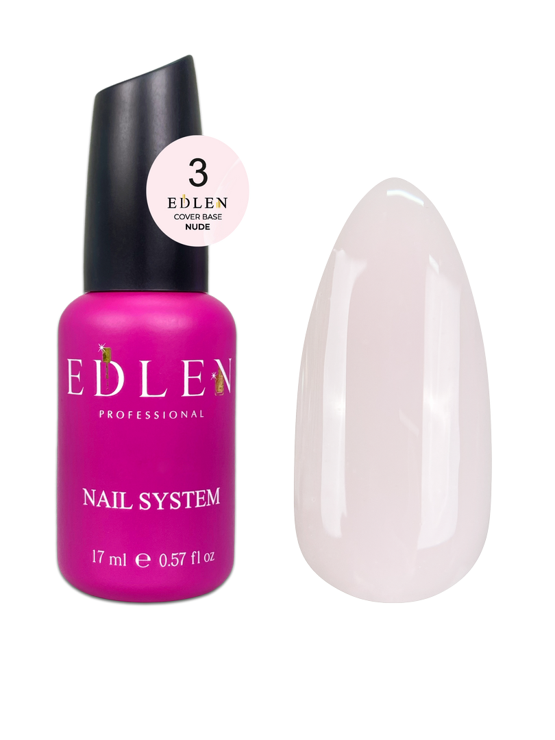 03 Камуфлююча база Cover base Nude Edlen 17 ml. new Пудровий рожевий з бежевим підтоном