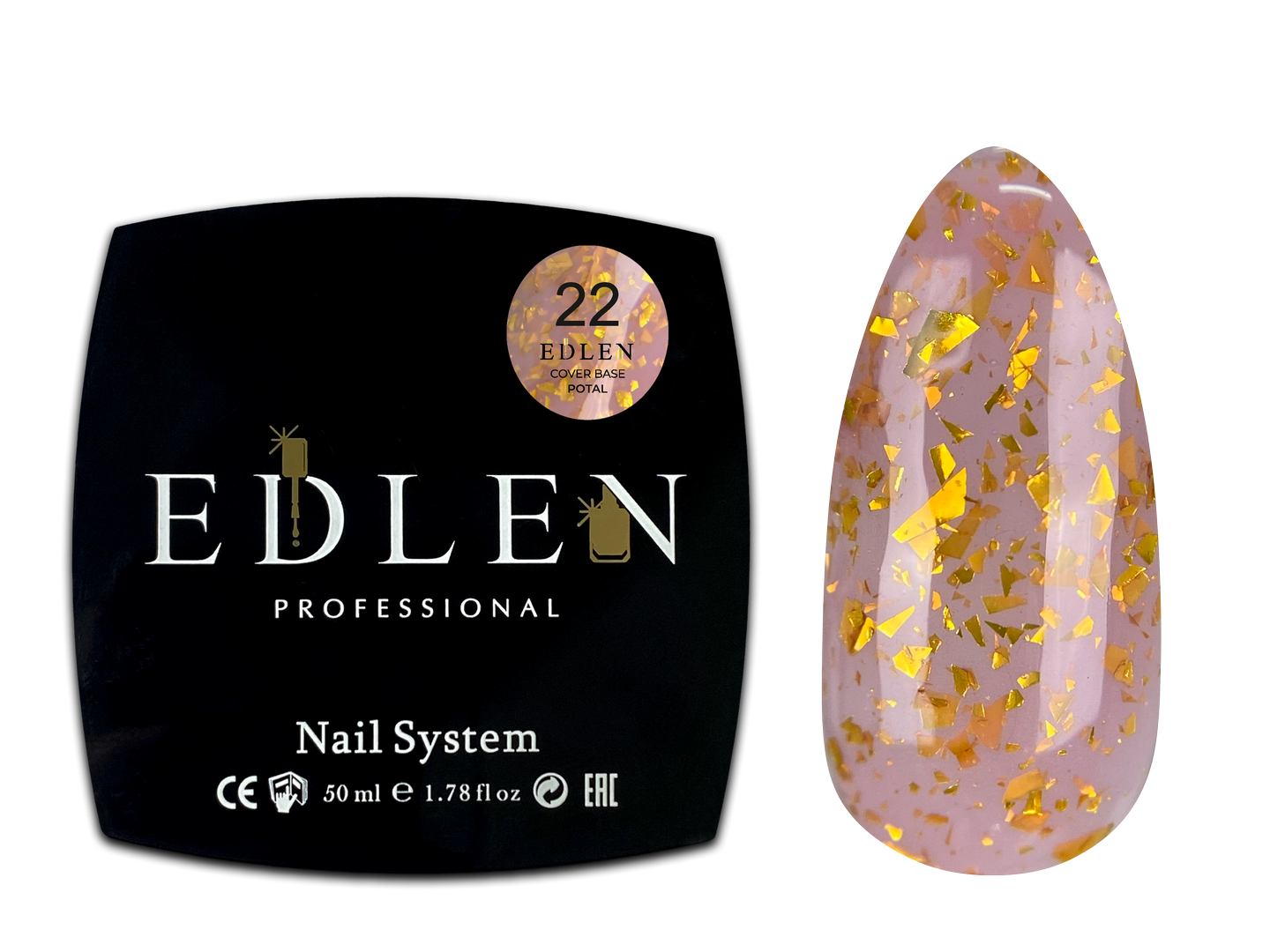 22 Камуфлююча база Cover base Potal Edlen 50 ml. new Тепло-коричневий із шматочками золотої потал