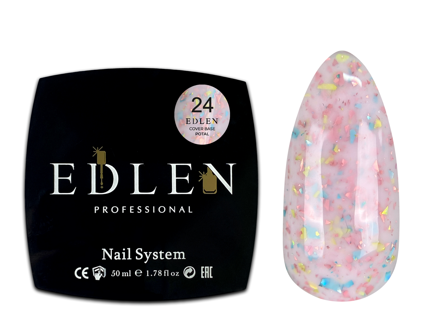 24 Камуфлююча база Cover base Potal Edlen 50 ml. new Ліловий із кольоровою поталлю
