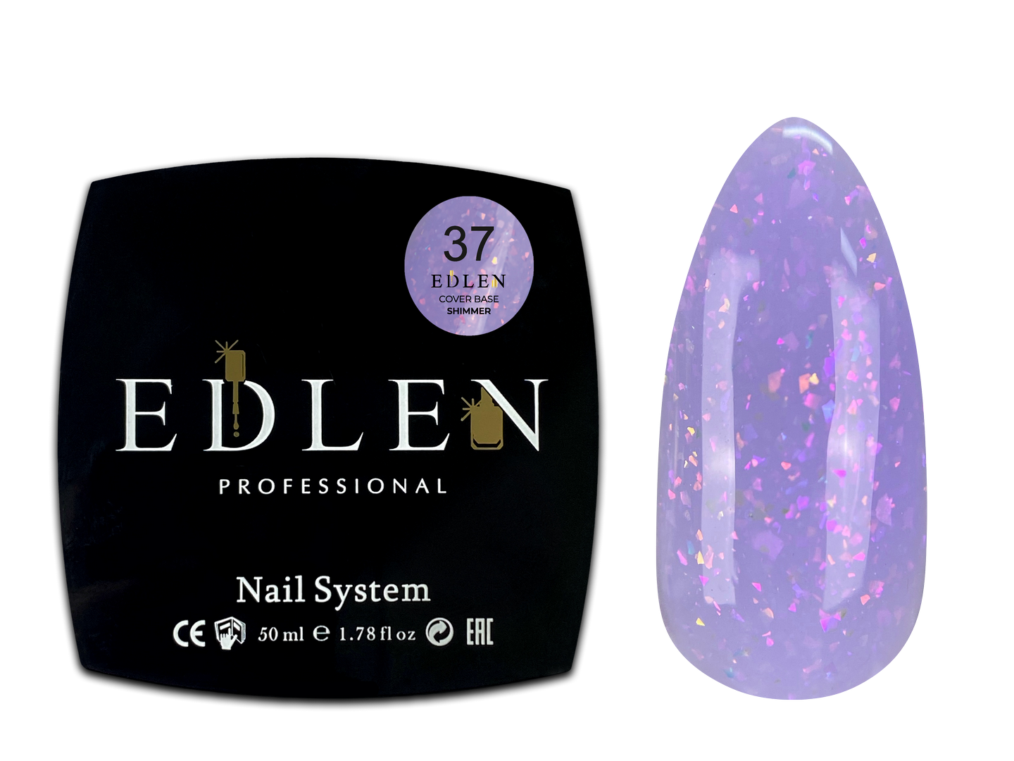 37 Камуфлююча база Cover base Shimmer Edlen 50 ml. new Ліловий із кольоровою слюдою