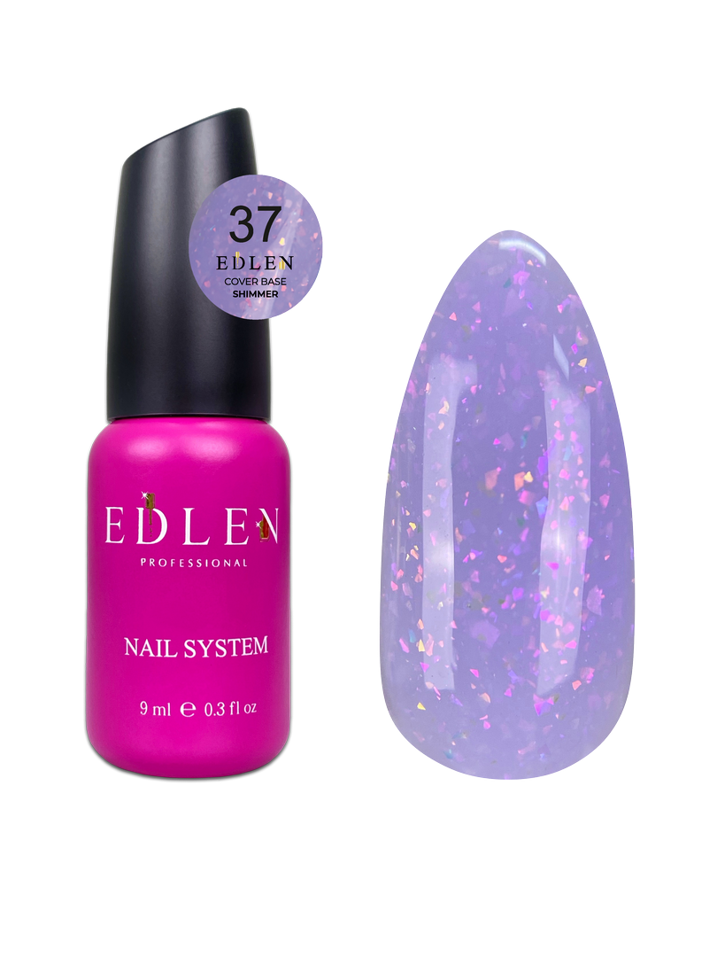 37 Камуфлююча база Cover base Shimmer Edlen 9 ml. new Ліловий із кольоровою слюдою