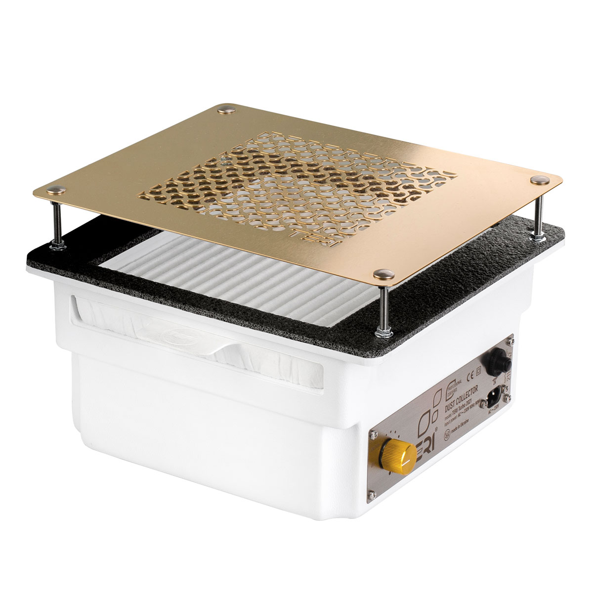 Вбудовувана манікюрна витяжка Teri Turbo біла (решітка золото)