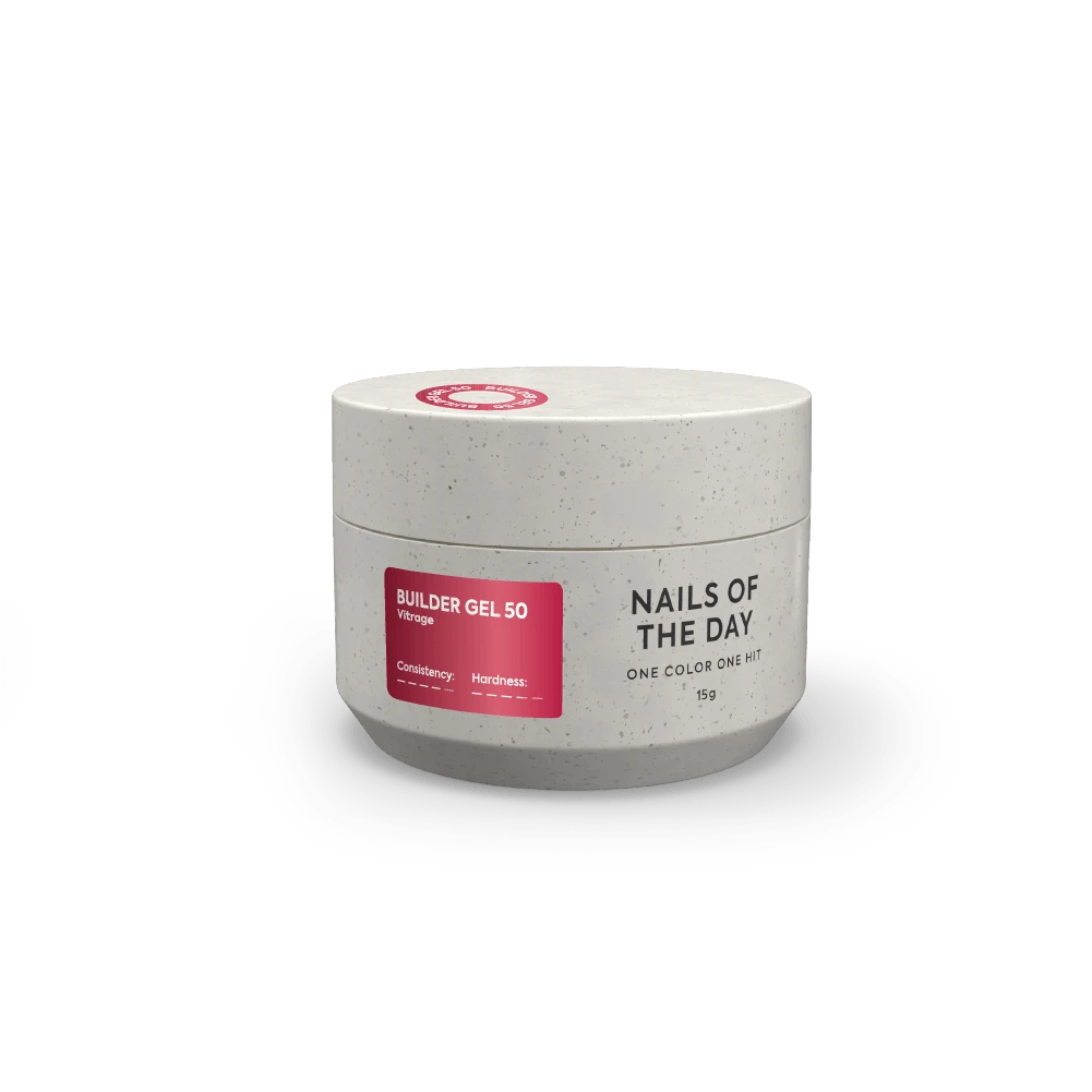 гель NAILSOFTHEDAY Builder gel vitrage 50— червоний, 15 мл - Зображення 2