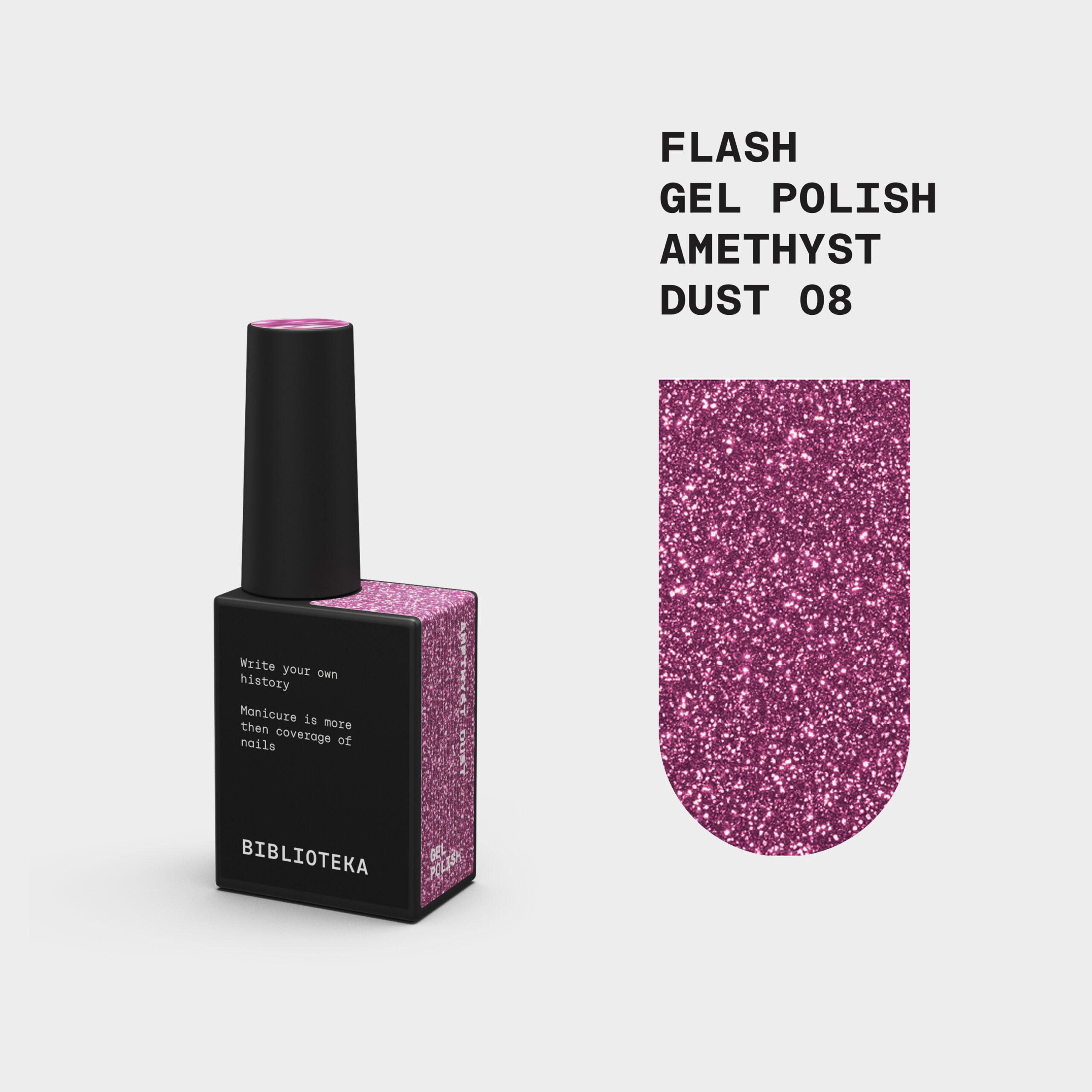 BIBLIOTEKA Гель-лак Cвітловідбиваючий Flash Gel Polish № 08 Amethyst Dust - Фіолет, 10 мл