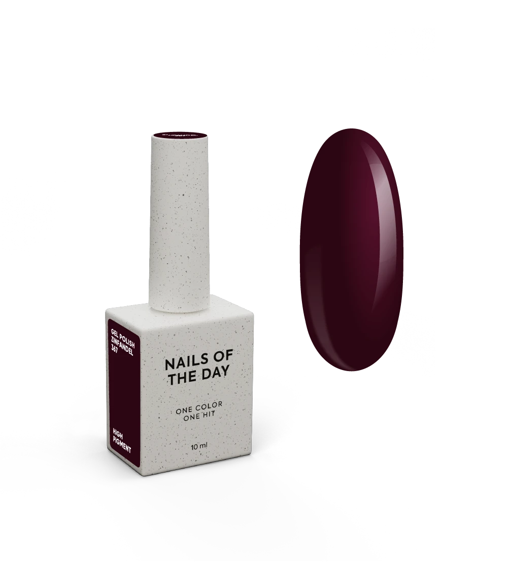 NAILSOFTHEDAY Gel Polish Zinfandel — темно-бордовий гель-лак, що перекривається в один шар, 10 мл