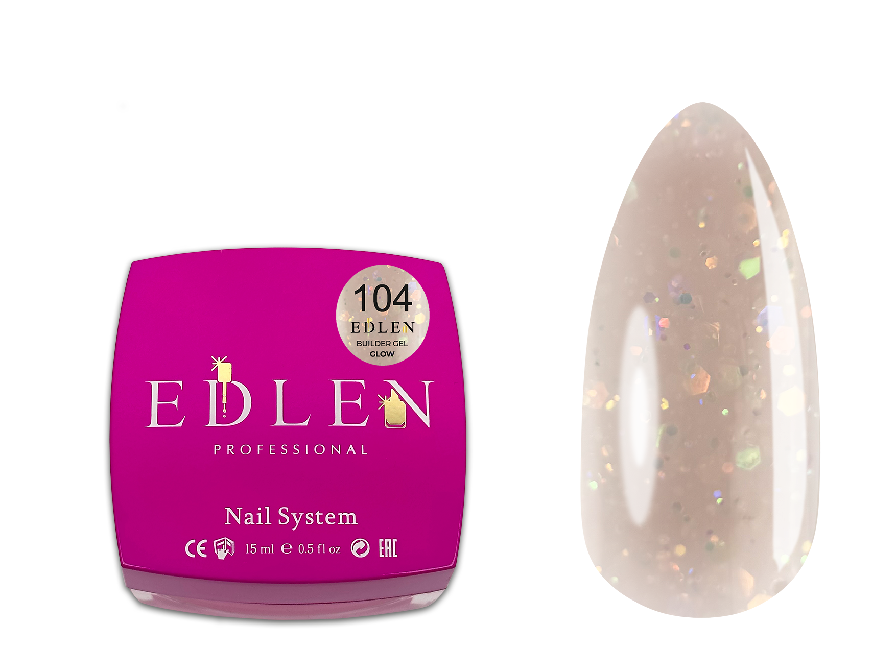 Builder gel Edlen Glow 15ml. №104 (гель для нарощування)